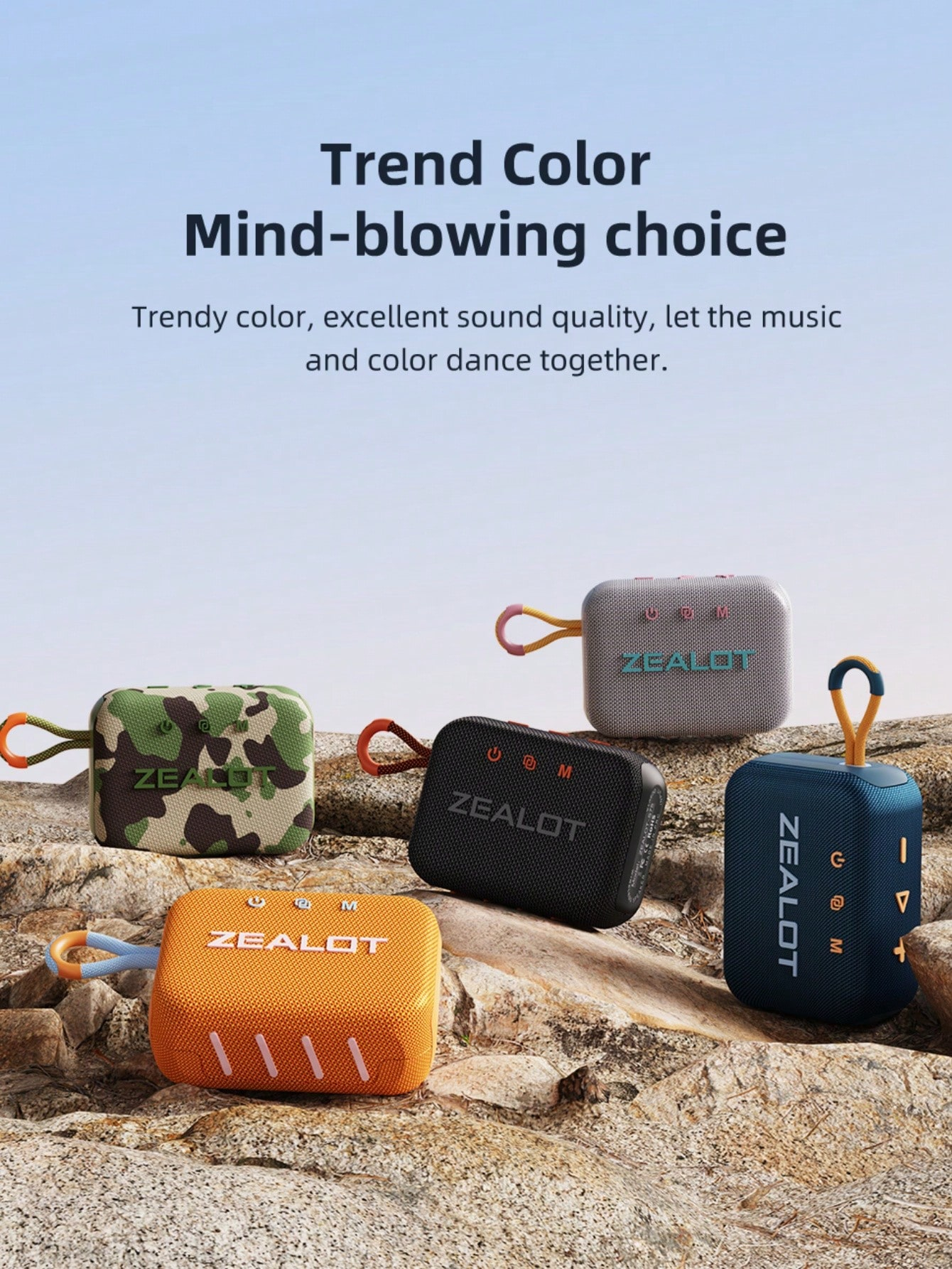 Portable wireless speaker, two units for double the sound, nylon wrapped, IPX6 waterproof