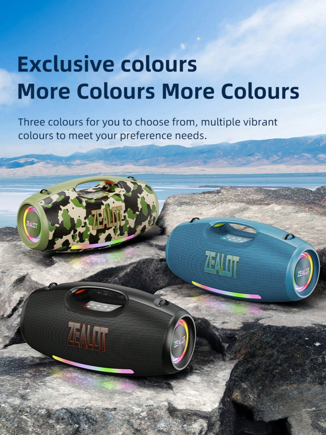 Portable wireless speaker with powerful bass and 3D surround sound