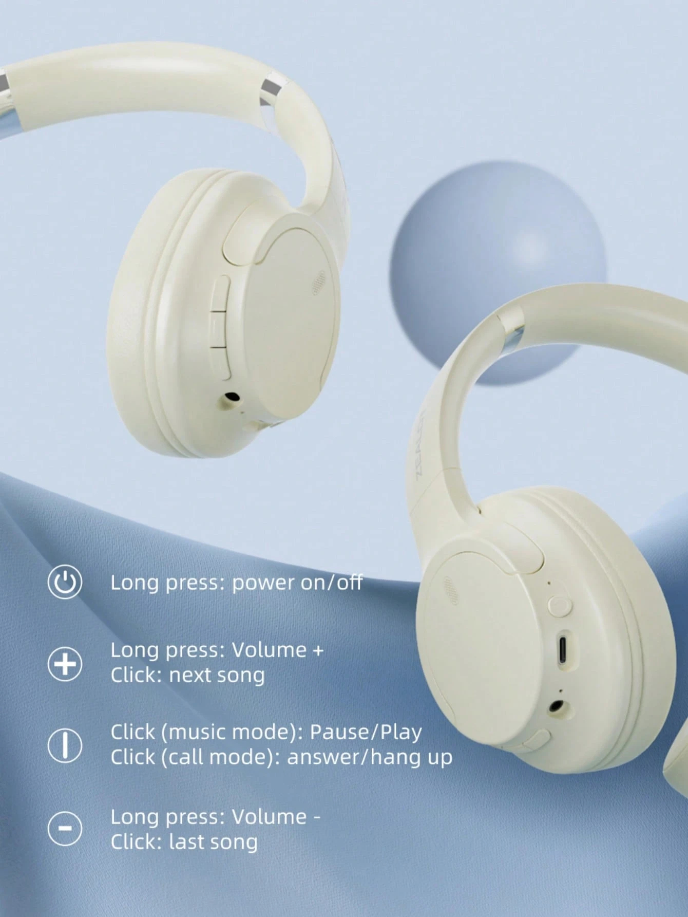 Wireless headphones, full coverage, high-fidelity stereo