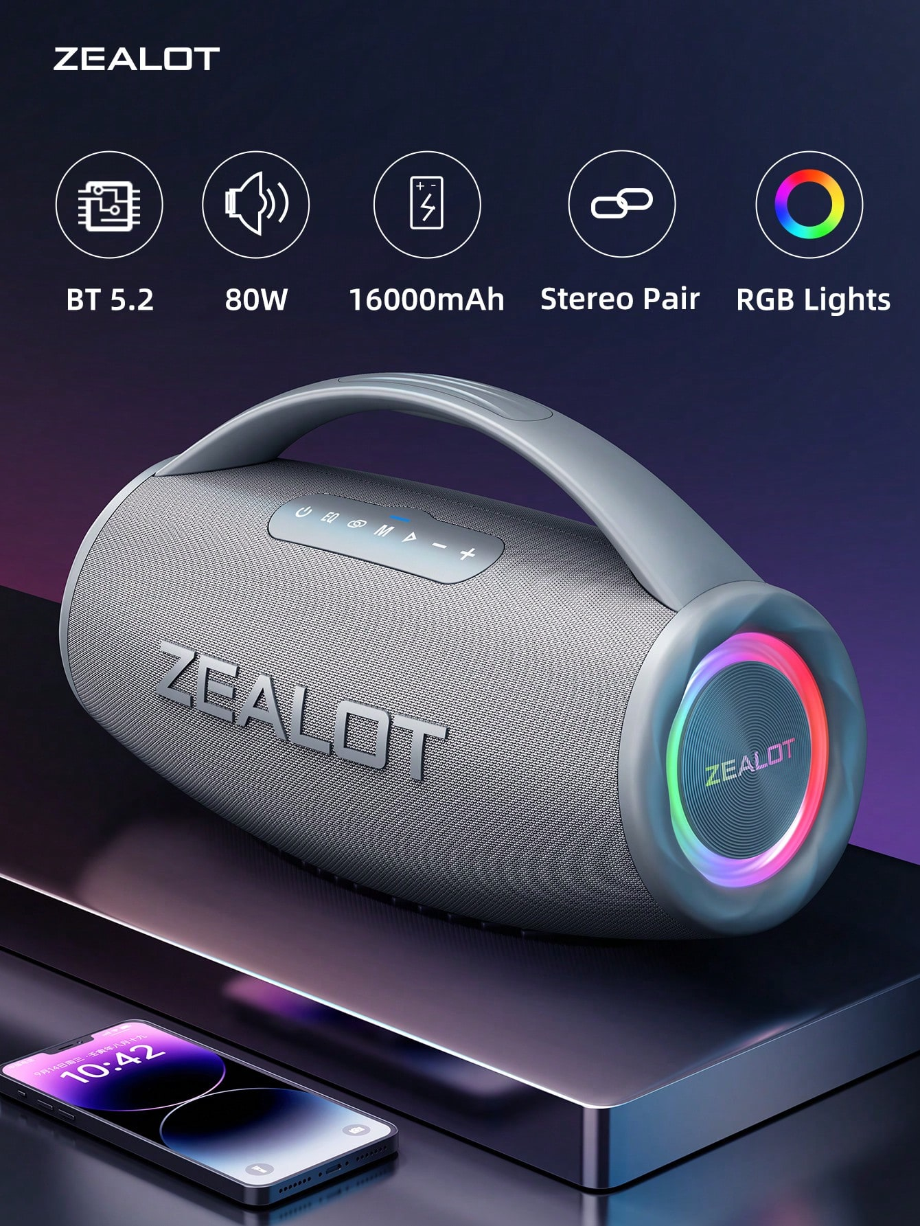 Portable Wireless Microphone Speaker, Surge Bass 3D Surround Sound