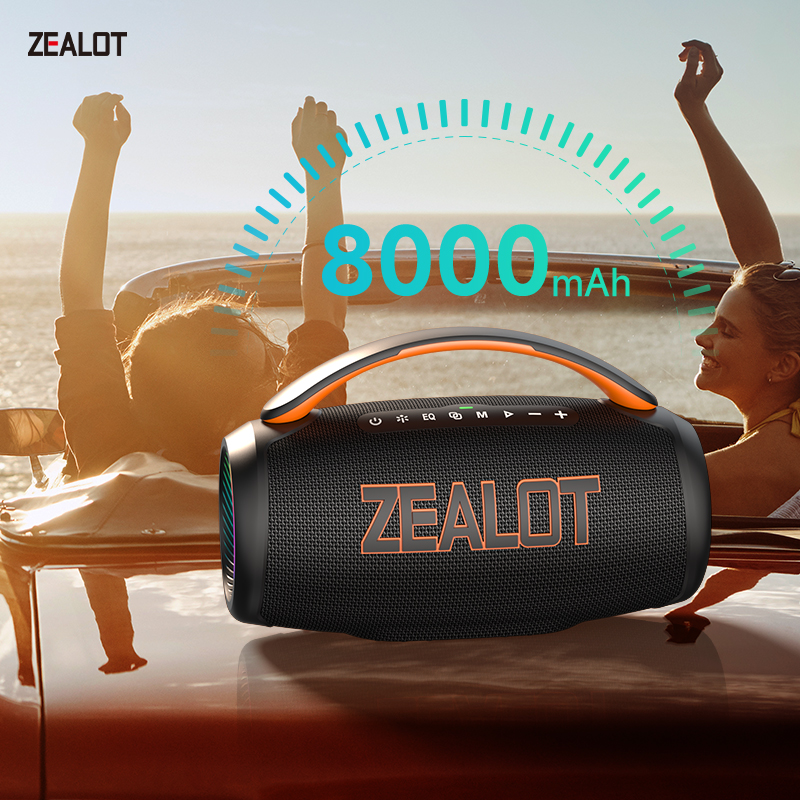 Portable wireless speaker with deep bass and 3D surround sound