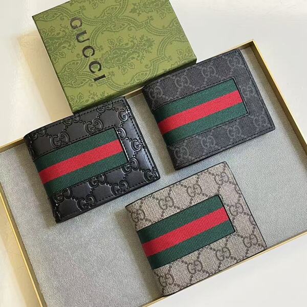 グッチ (GUCCI) 定番 GG スプリーム ウェブストライプ メンズ 二つ折り財布