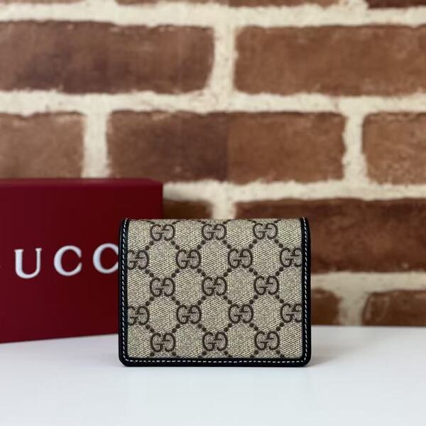 GUCCI グッチ GG スプリームシリーズ 定番 GG 柄キャンバス × レザー 二つ折り短財布