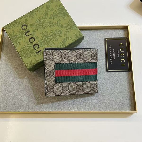 グッチ (GUCCI) 定番 GG スプリーム ウェブストライプ メンズ 二つ折り財布