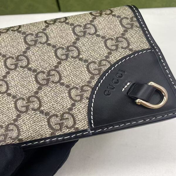 GUCCI グッチ 定番 GG 柄キャンバス × レザー長財布 ビジネス通勤用クラッチ