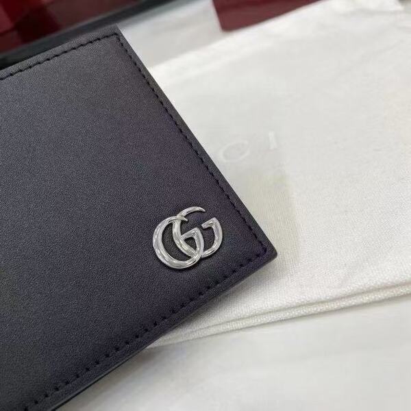 グッチ GG マーモント メンズ ダブル G ロゴ レザー 二つ折りウォレット ブラック