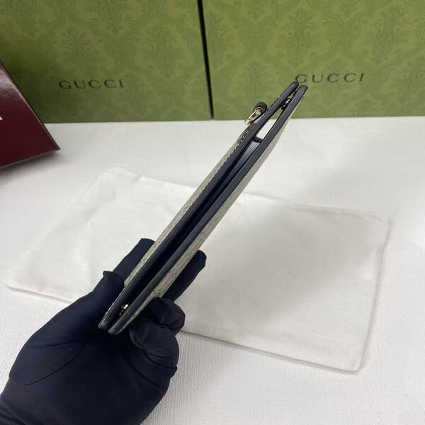 GUCCI グッチ 定番 GG 柄キャンバス × レザー長財布 ビジネス通勤用クラッチ