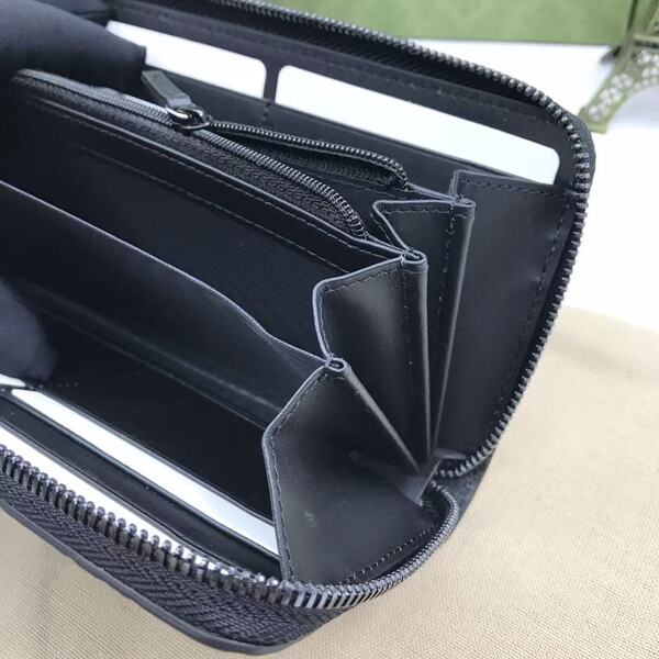 GUCCI グッチ シグネチャーシリーズ メンズ GG エンボスレザー ラウンドファスナー長財布 ブラック