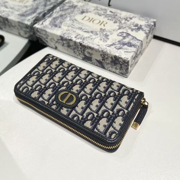 ディオール オブリーク ジャカードキャンバス CD ロゴ ジップアラウンド 長財布