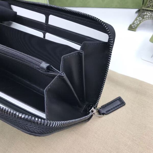 GUCCI グッチ シグネチャーシリーズ メンズ GG エンボスレザー ラウンドファスナー長財布 ブラック