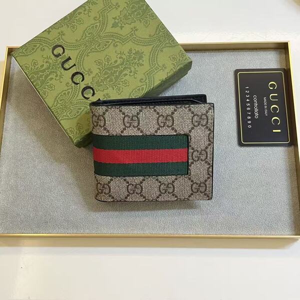 グッチ (GUCCI) 定番 GG スプリーム ウェブストライプ メンズ 二つ折り財布