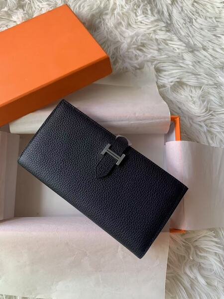 エルメス ブラック トゴレザー ベアン 長財布 H ロゴ