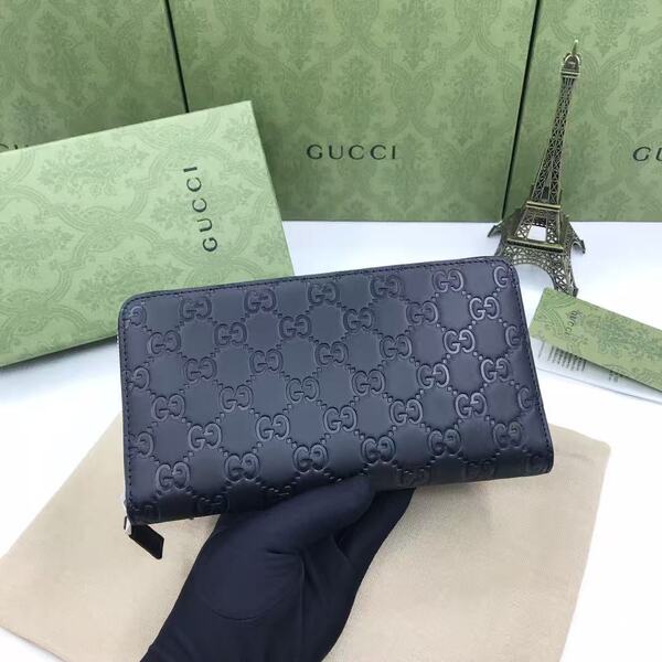 GUCCI グッチ グッチシマシリーズ メンズ 全 GG エンボスレザー ラウンドファスナー長財布