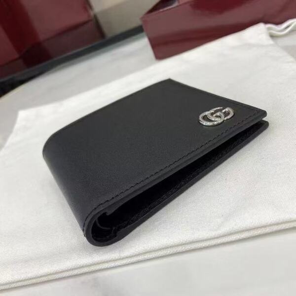 グッチ GG マーモント メンズ ダブル G ロゴ レザー 二つ折りウォレット ブラック