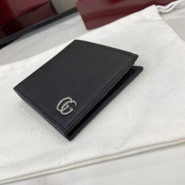 グッチ GG マーモント メンズ ダブル G ロゴ レザー 二つ折りウォレット ブラック