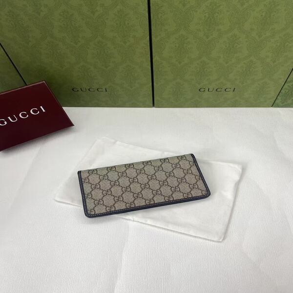 GUCCI グッチ 定番 GG 柄キャンバス × レザー長財布 ビジネス通勤用クラッチ
