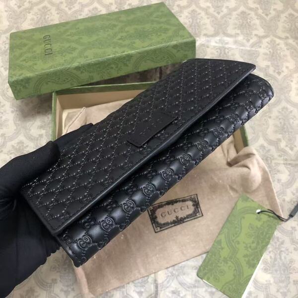 GUCCI グッチ グッチシマシリーズ メンズ 全 GG エンボスレザー フラップ長財布