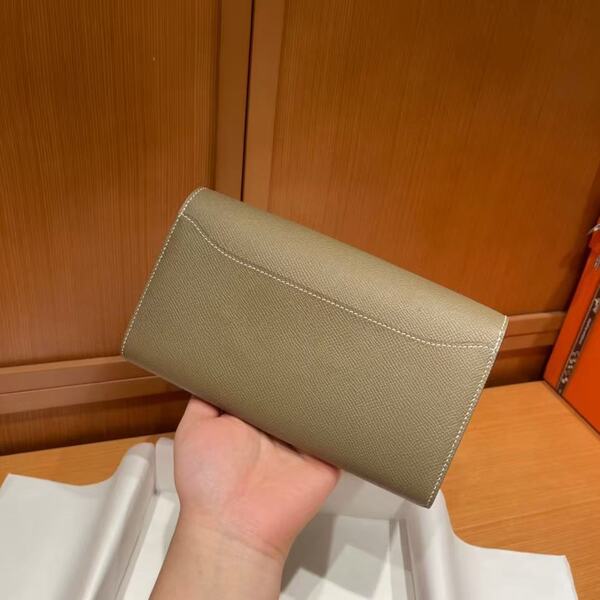 エルメス エトゥープ エプソンレザー コンスタンス 長財布 H ロゴ