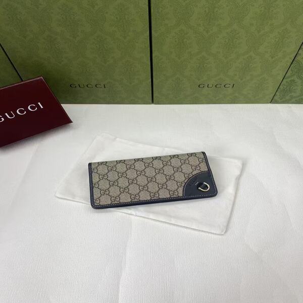 GUCCI グッチ 定番 GG 柄キャンバス × レザー長財布 ビジネス通勤用クラッチ