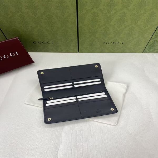 GUCCI グッチ 定番 GG 柄キャンバス × レザー長財布 ビジネス通勤用クラッチ