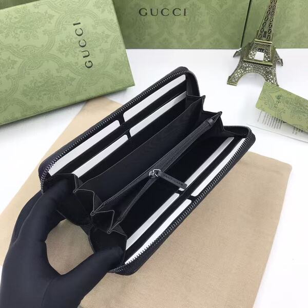 GUCCI グッチ シグネチャーシリーズ メンズ GG エンボスレザー ラウンドファスナー長財布 ブラック