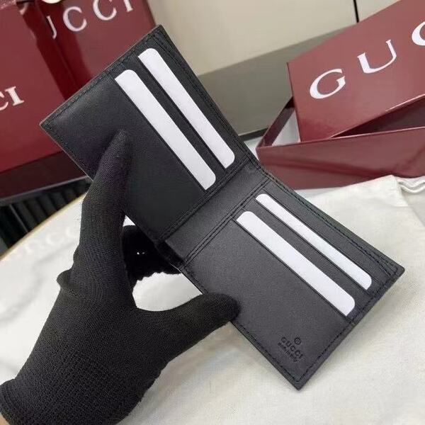 グッチ GG マーモント メンズ ダブル G ロゴ レザー 二つ折りウォレット ブラック