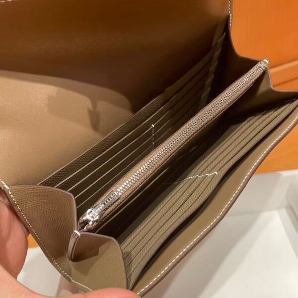 エルメス エトゥープ エプソンレザー コンスタンス 長財布 H ロゴ