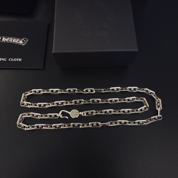クロムハーツ 925 シルバー ヴィンテージ彫刻 長方形チェーン ネックレス