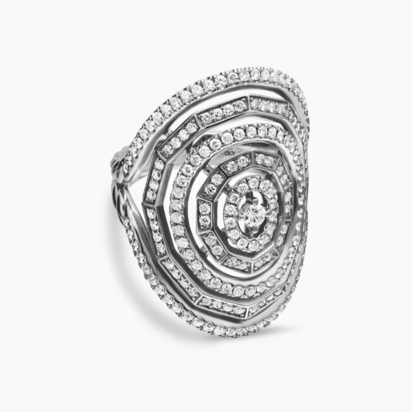 デヴィッド・ヤーマン スパイラル パヴェダイヤ 925 シルバーリング ラグジュアリー