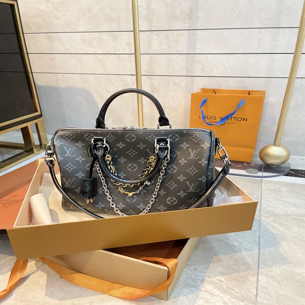 ルイ・ヴィトン LOUIS VUITTON モノグラム・エクリプス スピーディ・バンドリエール 25 ボストンバッグ 斜め掛け（ダブルチェーン）