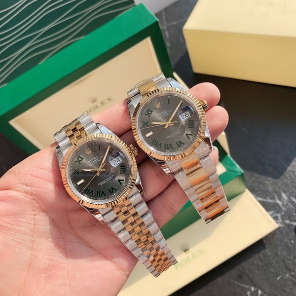 ロレックス デイトジャスト コンビ グリーンダイヤル ローマ数字 自動巻き腕時計