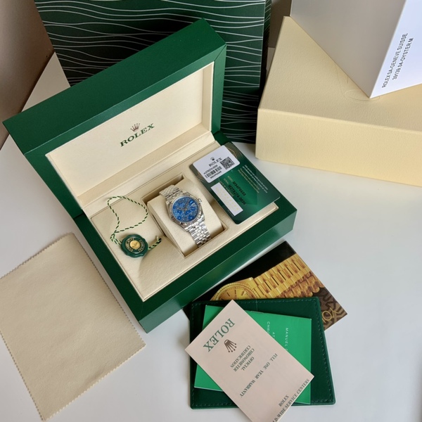 ロレックス デイトジャスト ブルーフラワーダイヤル ダイヤモンド装飾 自動巻きレディース腕時計