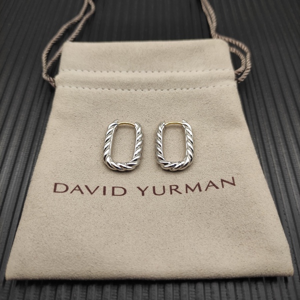 デヴィッド・ヤーマン 925 シルバー ツイストコード オーバルフープピアス ツートーンポスト