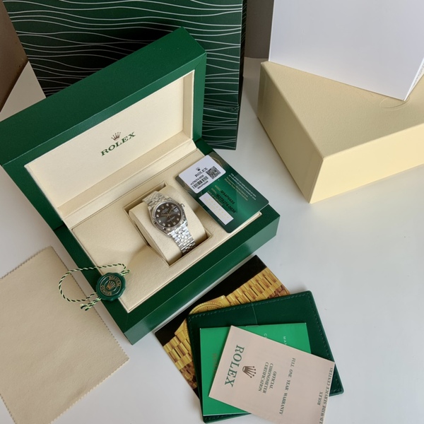 ロレックス デイトジャスト グレーダイヤル ダイヤインデックス フルーテッドベゼル 自動巻き腕時計