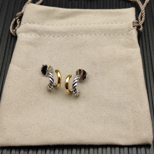 ツートーン ツイストコード ダブルレイヤー C カーブ フープピアス ゴールド × シルバー