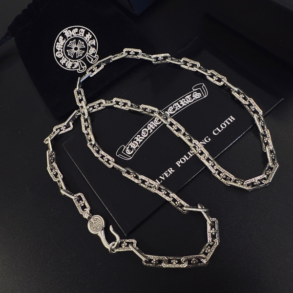 クロムハーツ 925 シルバー ヴィンテージ彫刻 長方形チェーン ネックレス