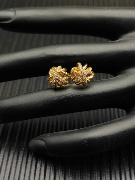 モダンツイストノット パヴェダイヤピアス ゴールド / シルバー / コンビ 3 色セット