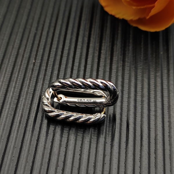 デヴィッド・ヤーマン 925 シルバー ツイストコード オーバルフープピアス ツートーンポスト