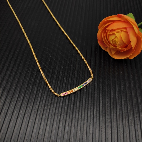 デヴィッド・ヤーマン レインボーパヴェ バーペンダント 925 シルバー ゴールドネックレス