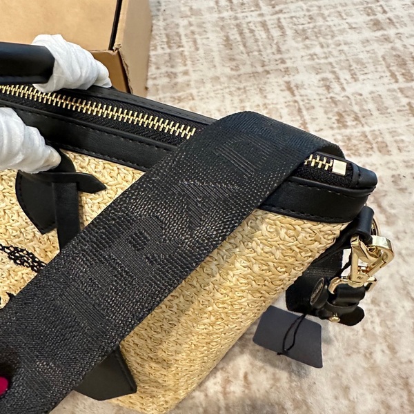 プラダ PRADA ラフィア ロゴプリント トートバッグ 斜め掛け / 手持ち 2WAY