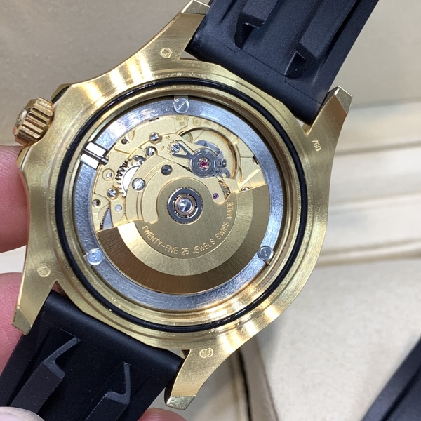 ロレックス 18K イエローゴールド 自動巻きメンズ腕時計 ラバーストラップ スケルトンバック仕様