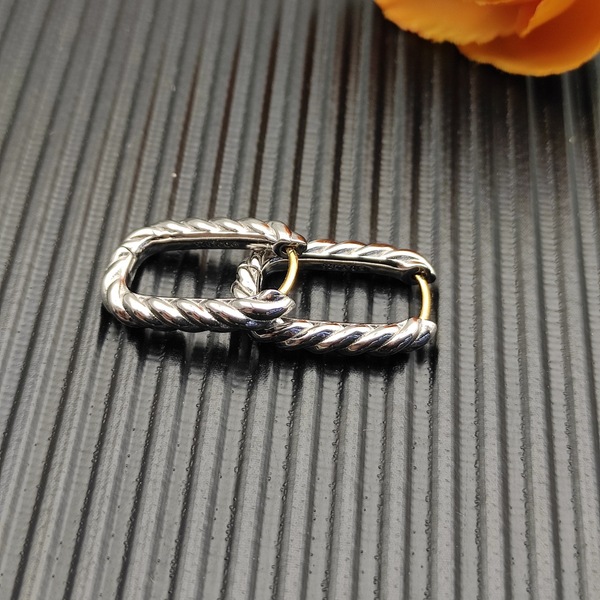 デヴィッド・ヤーマン 925 シルバー ツイストコード オーバルフープピアス ツートーンポスト