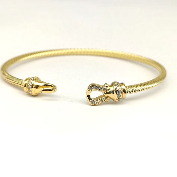 デヴィッド・ヤーマン クラシック ツイストコード フッククラスプ パヴェダイヤ オープンバングル ゴールド
