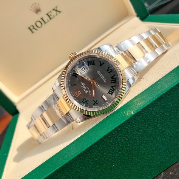 ロレックス デイトジャスト コンビ グリーンダイヤル ローマ数字 自動巻き腕時計