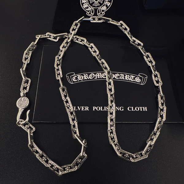 クロムハーツ 925 シルバー ヴィンテージ彫刻 長方形チェーン ネックレス