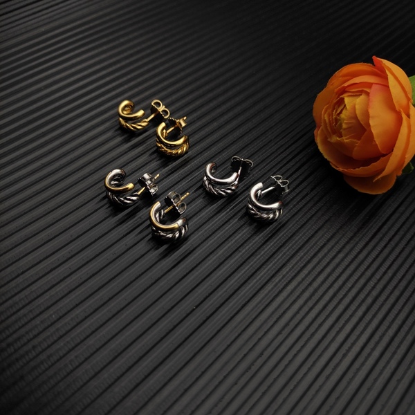 ツートーン ツイストコード ダブルレイヤー C カーブ フープピアス ゴールド × シルバー