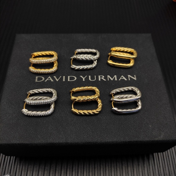 デヴィッド・ヤーマン 925 シルバー ツイストコード オーバルフープピアス ツートーンポスト