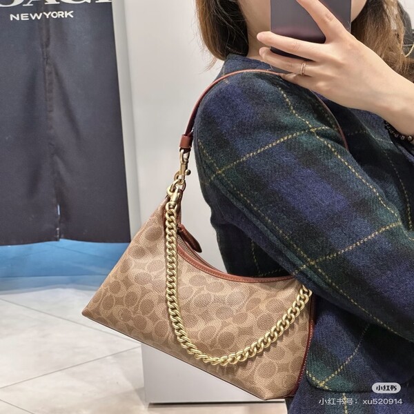 コーチ COACH クラシック シグネチャー チェーン ホーボーバッグ ブラウン