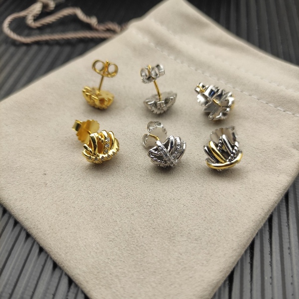 モダンツイストノット パヴェダイヤピアス ゴールド / シルバー / コンビ 3 色セット