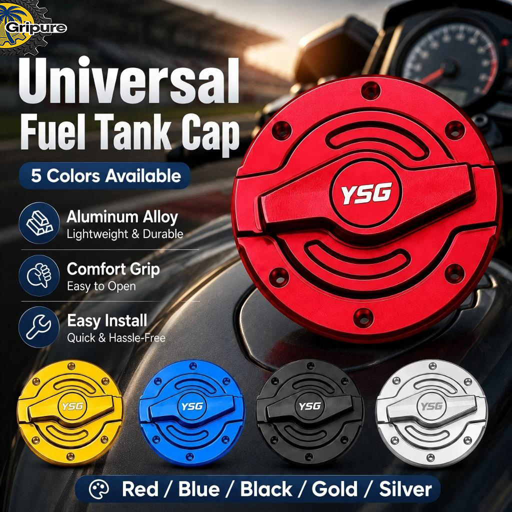 Universal CNC Aluminum Fuel Tank Gas Cap, Durable Easy Install Replacement Mod Accessory for Honda Yamaha Suzuki Kawasaki Rusi Motorstar PH Riders